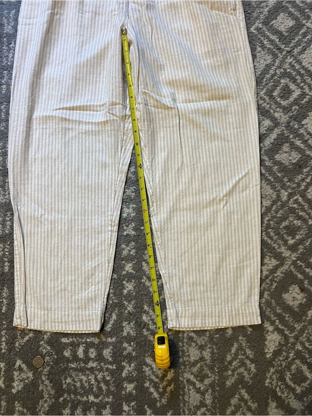 Old Navy Women's Cropped Pinstripe Ankle Pants linen/cotton size L (L131) - Picture 4 of 10